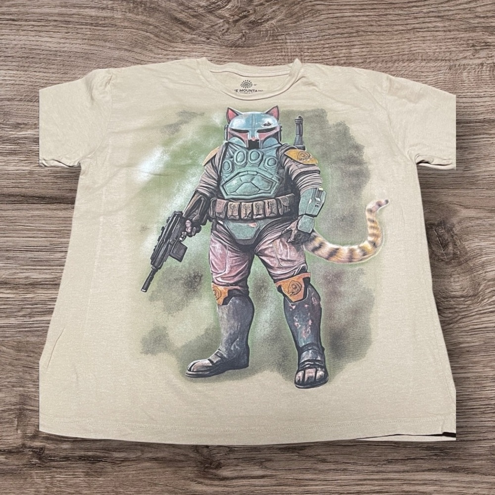 Cat Bounty Hunter T-Shirt in Tan and Green